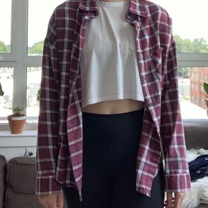 Maroon plaid brandy Melville flannel